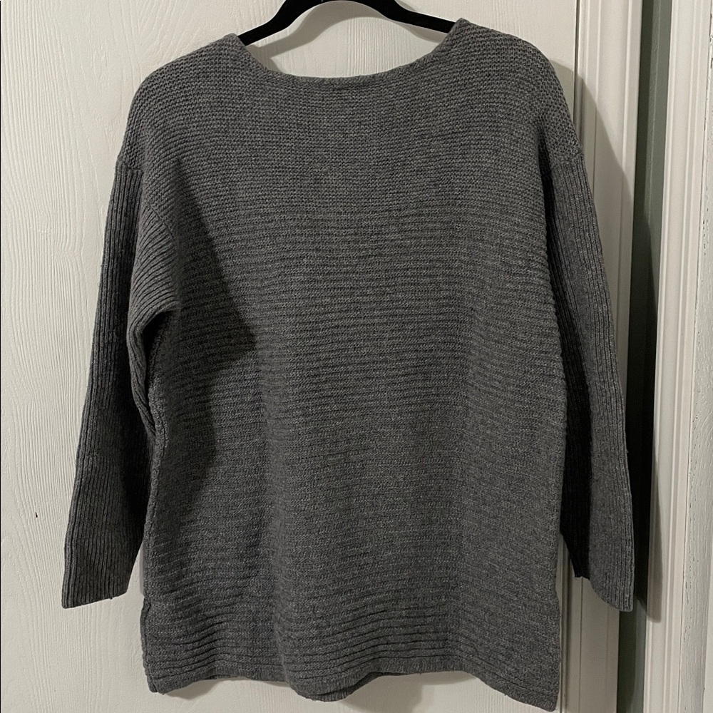 J Jill Sweater Womens Gray Long Sleeve Wool Silk Blend Ribbed Knit Tunic XLP - Picture 5 of 6
